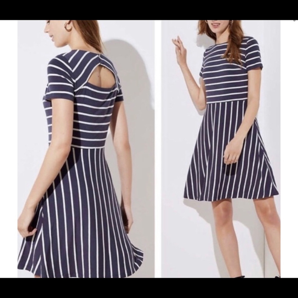 Loft Striped Fit and Flare Dress